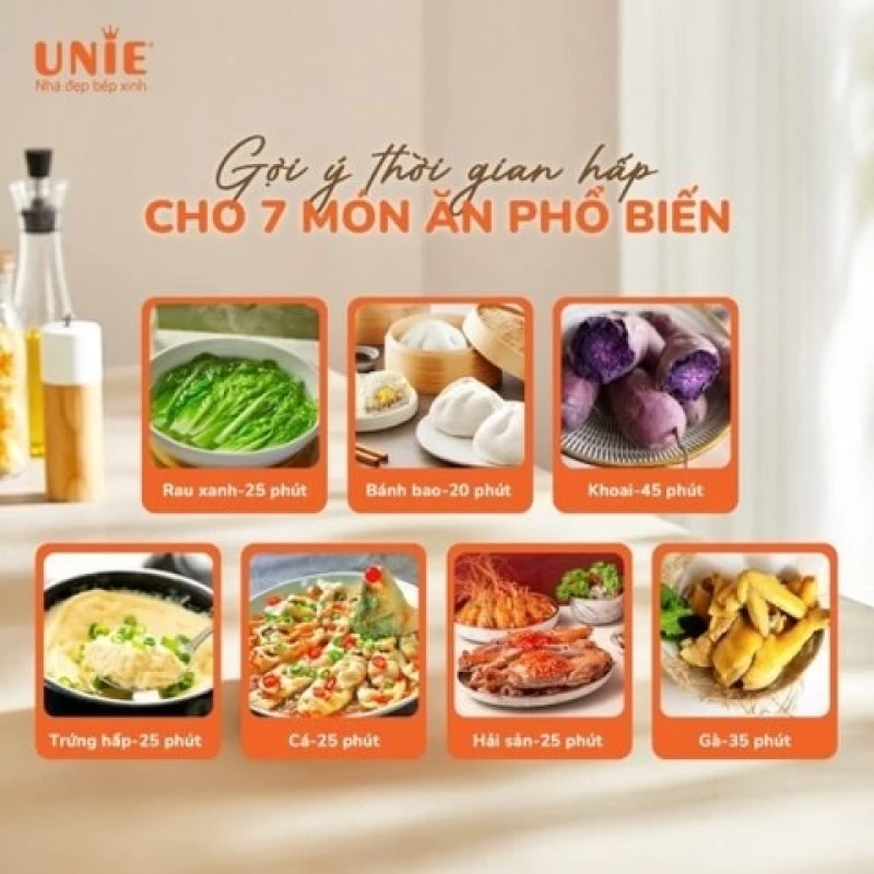 Nồi hấp Unie UE680 dung tích lớn 15L, 3 tầng hấp, gợi ý thời gian hấp - Hình ảnh 5 UNIE