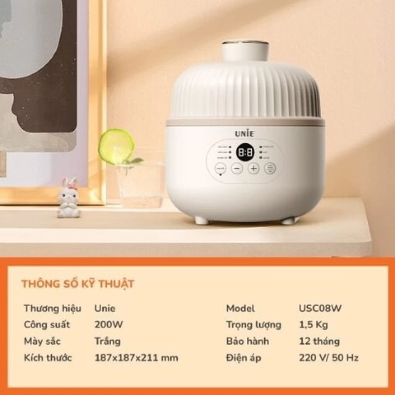 Nồi nấu chậm UNIE USC08W dung tích 0.8L, 6 chức năng nấu, hẹn giờ nấu 12 tiếng - Hình ảnh 5 UNIE