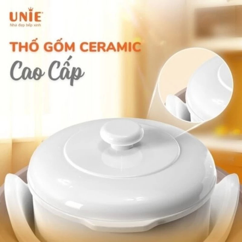 Nồi nấu chậm UNIE USC102W hẹn giờ 12 tiếng, 4 chế độ nấu tiện lợi, thố bằng gốm Ceramic cao cấp - Hình ảnh 4 UNIE