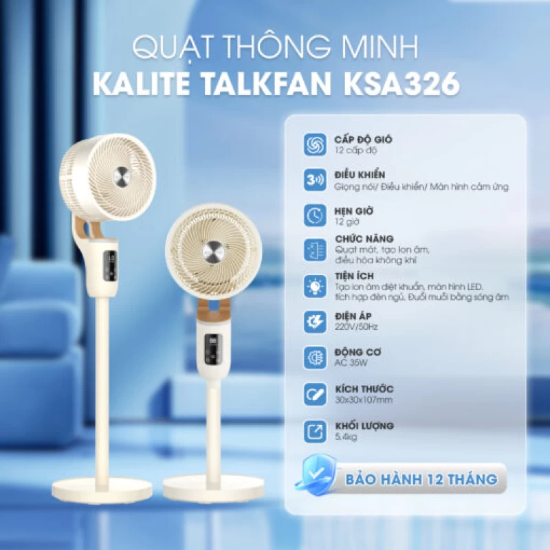 Quạt thông minh điều khiển giọng nói Kalite TalkFan KSA326 - Hình ảnh 9 KALITE