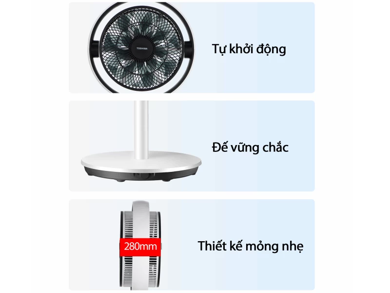 Quạt tuần hoàn Toshiba F-DSC80XVN(W) (7 cánh trước, 9 cánh sau, 25W) - Hình ảnh 1 TOSHIBA