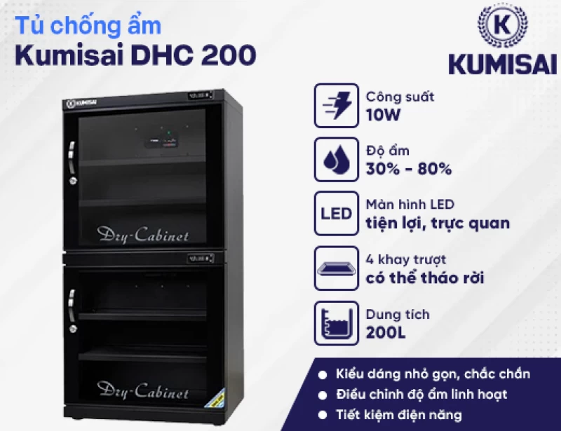 Tủ chống ẩm Kumisai DHC 200 - Hình ảnh 1 KUMISAI