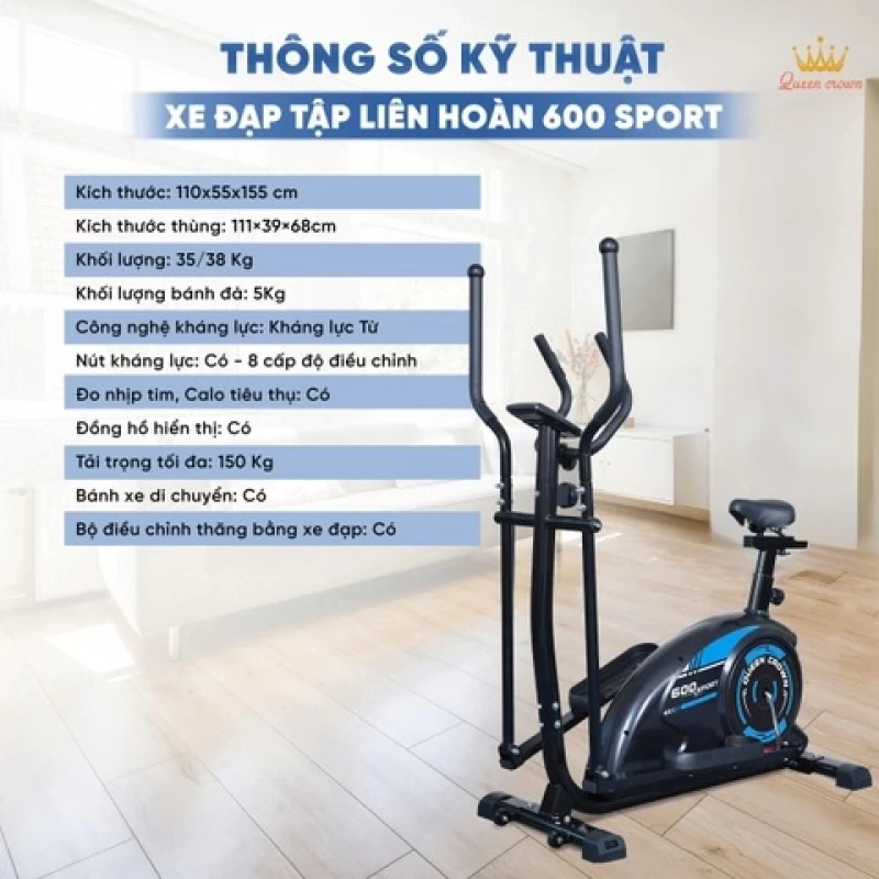 Xe đạp tập toàn thân Queen Crown QC 600 Sport - Hình ảnh 3 QUEEN CROWN