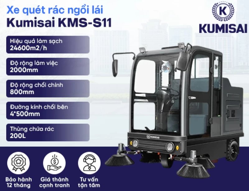 Xe quét đường ngồi lái Kumisai KMS-S11 - Hình ảnh 1 KUMISAI