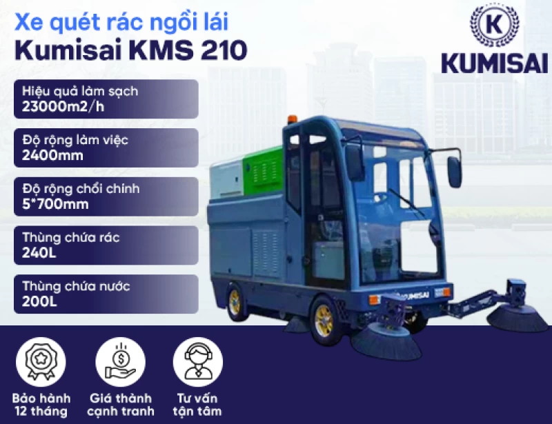 Xe quét rác công nghiệp ngồi lái Kumisai KMS 210 - Hình ảnh 1 KUMISAI