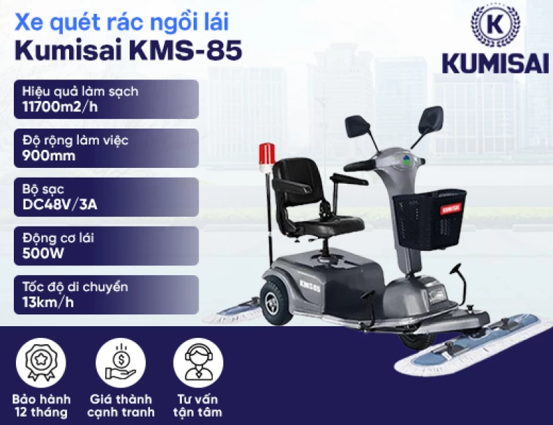 Xe quét rác mini lau sàn Kumisai KMS-85 - Hình ảnh 1 KUMISAI