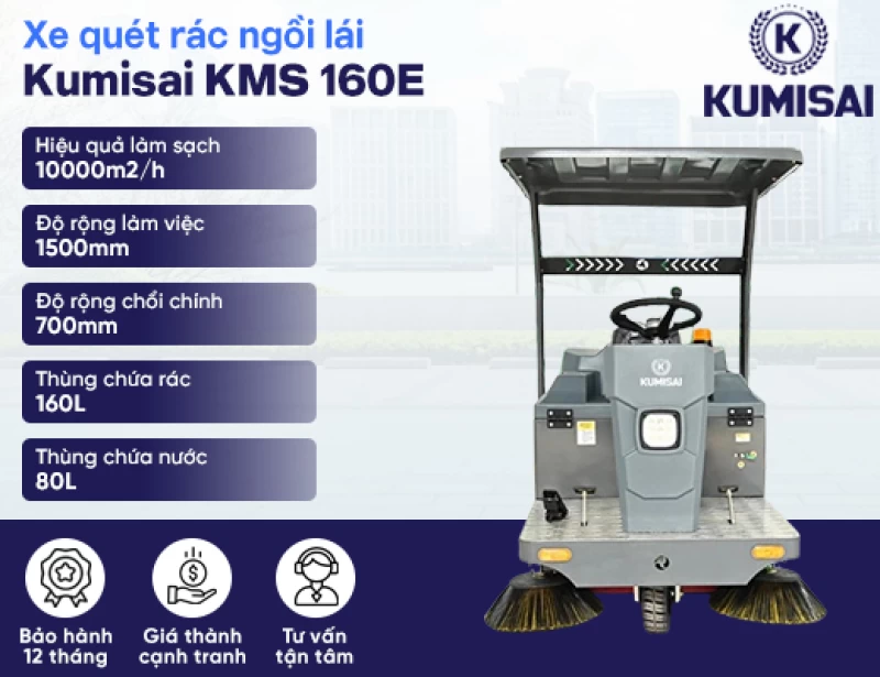 Xe quét rác ngồi lái Kumisai KMS 160E - Hình ảnh 1 KUMISAI